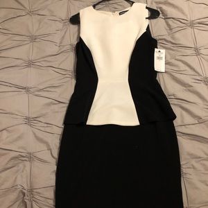 Black & White Peplum Professional Dress